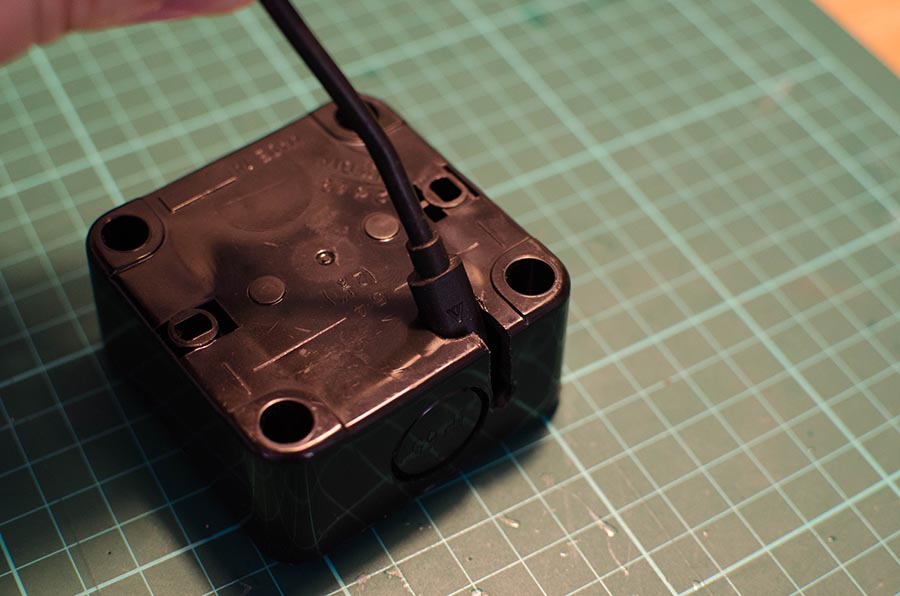 Fitting the Micro USB cable through the bottom